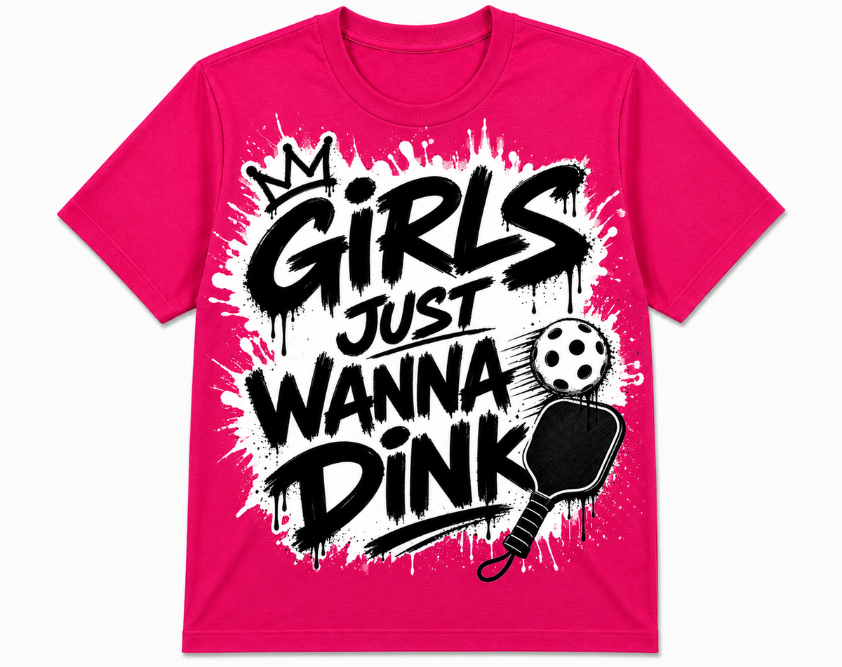 Short Sleeve Polyester Sports Shirt ~ Girls Just Wanna Dink